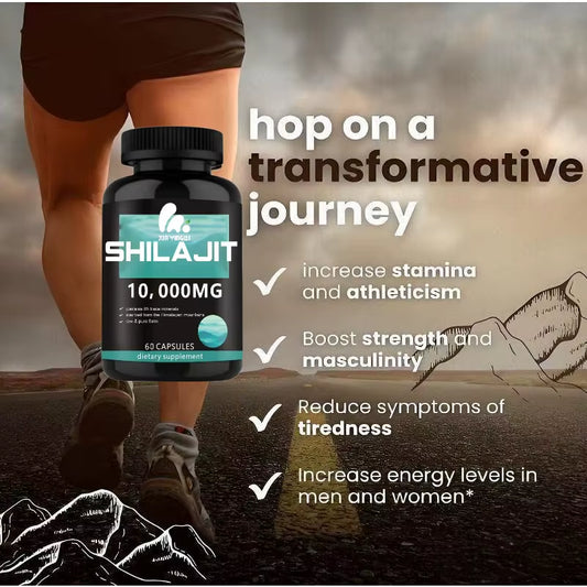 Pure Himalayan Shilajit Contains over 85 Trace Minerals Such as Fulvic Acid, Providing Immune Support in 60 Capsules