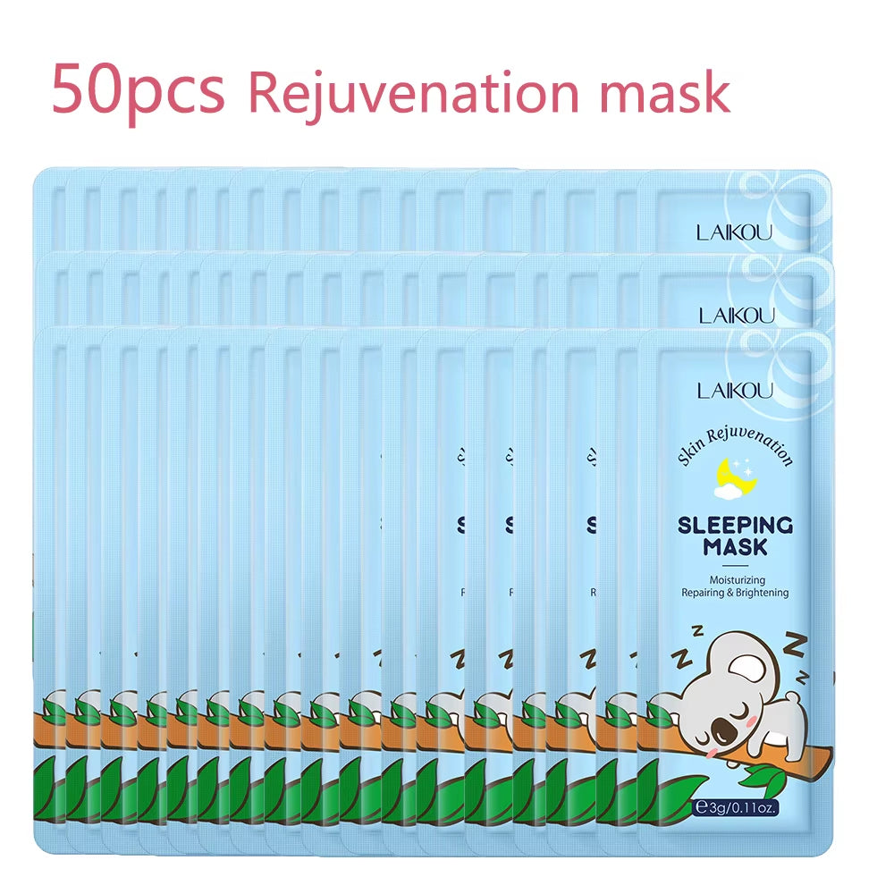 50PCS  Matcha Moisturizing Sleeping Mask Facial Night Packs Smooth & Tender Skin Hydration Travel Bags Face Skin Care