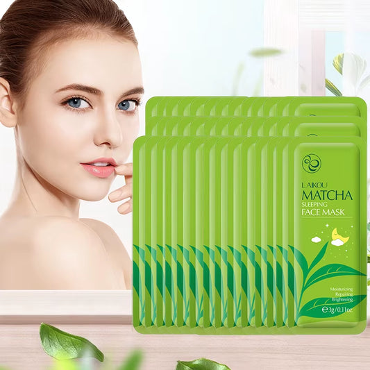 50PCS  Matcha Moisturizing Sleeping Mask Facial Night Packs Smooth & Tender Skin Hydration Travel Bags Face Skin Care