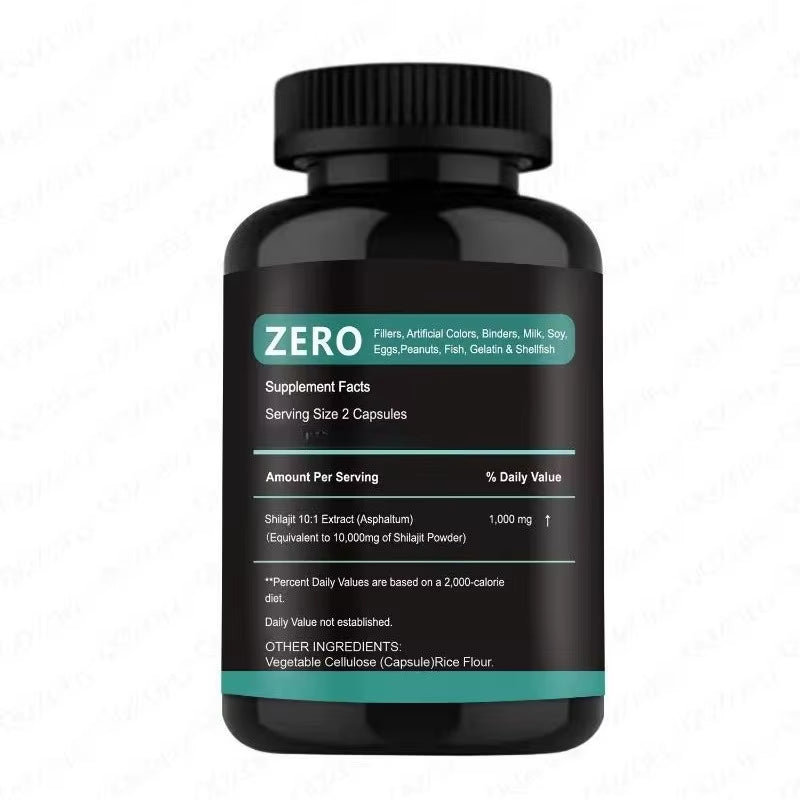Pure Himalayan Shilajit Contains over 85 Trace Minerals Such as Fulvic Acid, Providing Immune Support in 60 Capsules