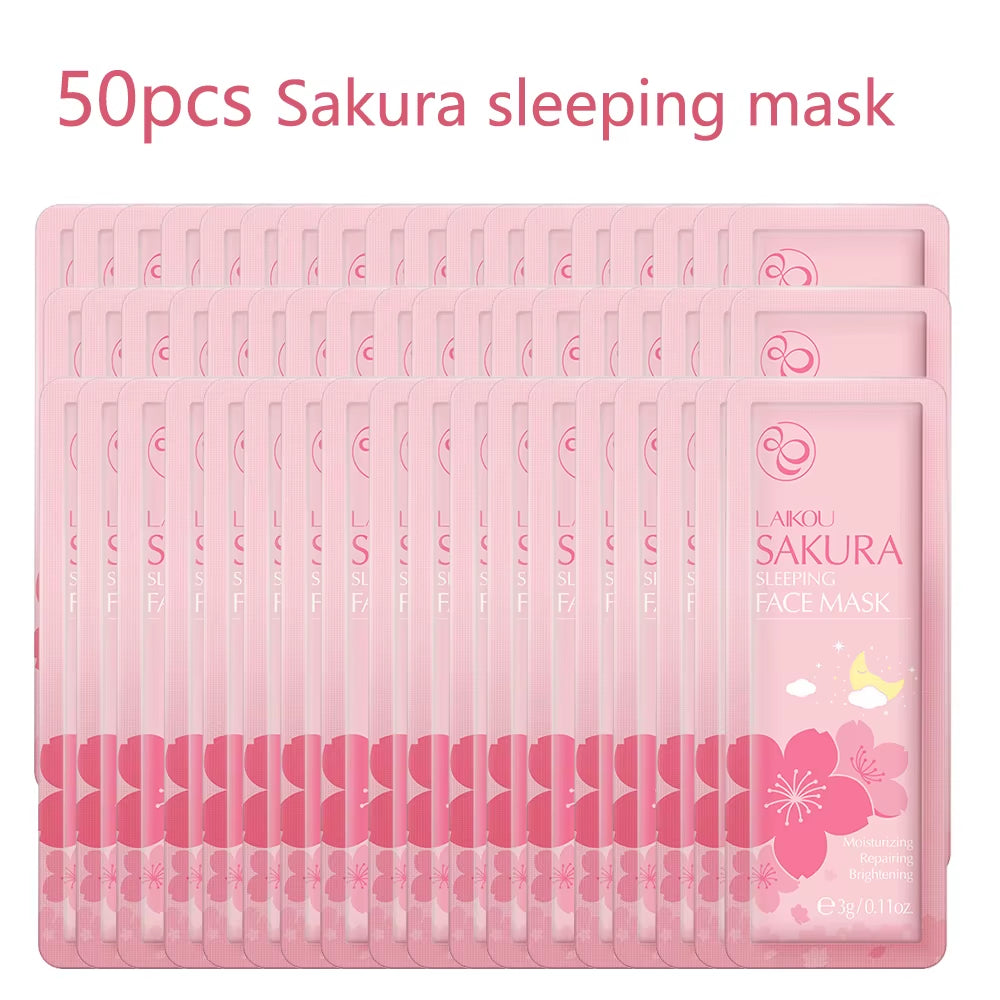 50PCS  Matcha Moisturizing Sleeping Mask Facial Night Packs Smooth & Tender Skin Hydration Travel Bags Face Skin Care