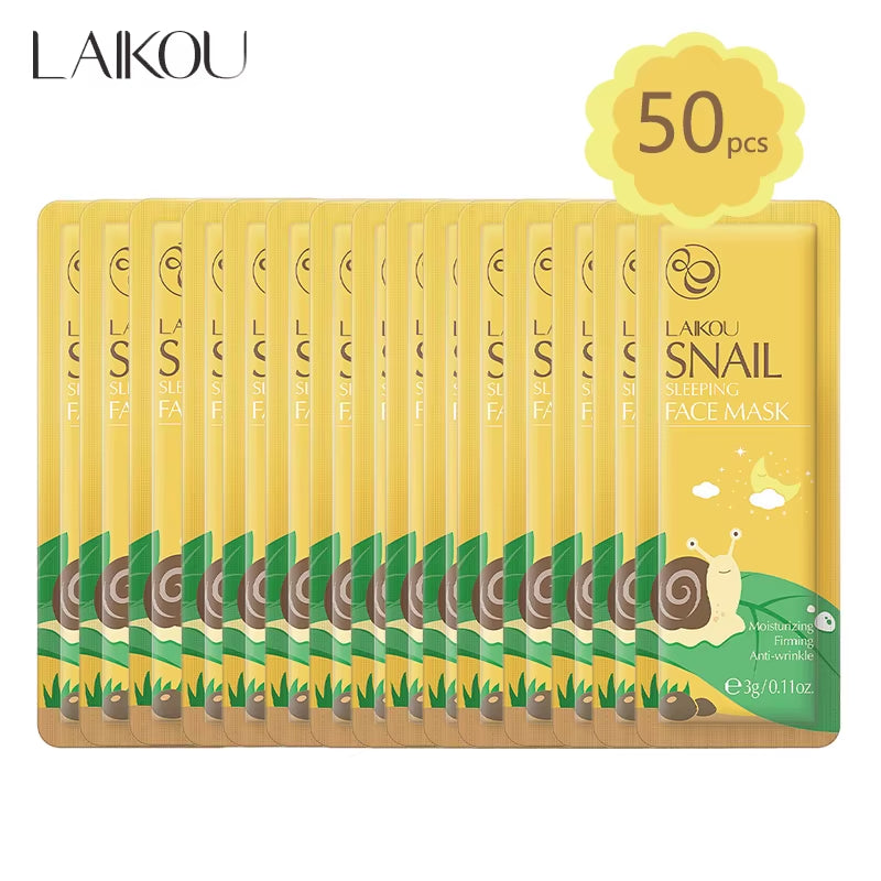 50PCS  Matcha Moisturizing Sleeping Mask Facial Night Packs Smooth & Tender Skin Hydration Travel Bags Face Skin Care